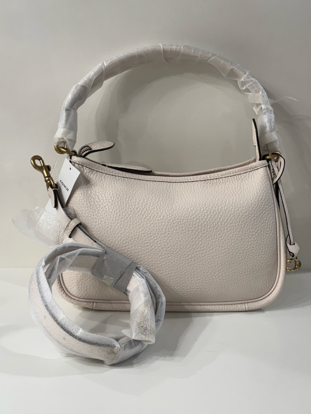 NWT Coach Pebbled Leather Shoulder or Crossbody Bag in Chalky White